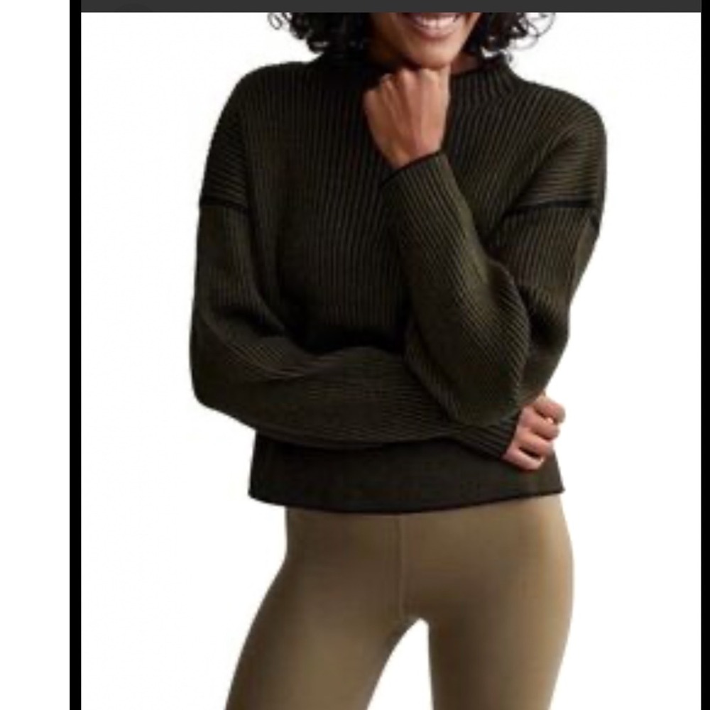 Varley Esme Ribbed Mock Neck Sweater Small layered minimalist quiet luxury chic